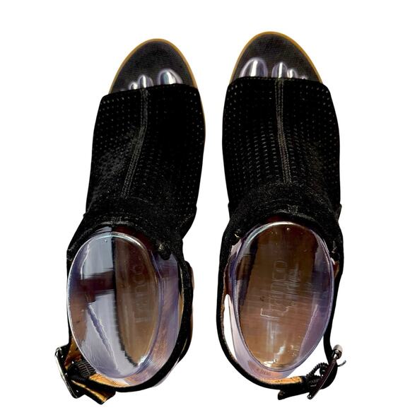 Franco Sarto Harlet2 Perforated Leather Suede Chunky Heel Sandals Shoes 7M - Picture 8 of 13